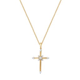 1/4 Cttw Lab-Grown Diamond Cross Pendant In 14Kt Gold Plated Sterling Silver - Prestige Collection
