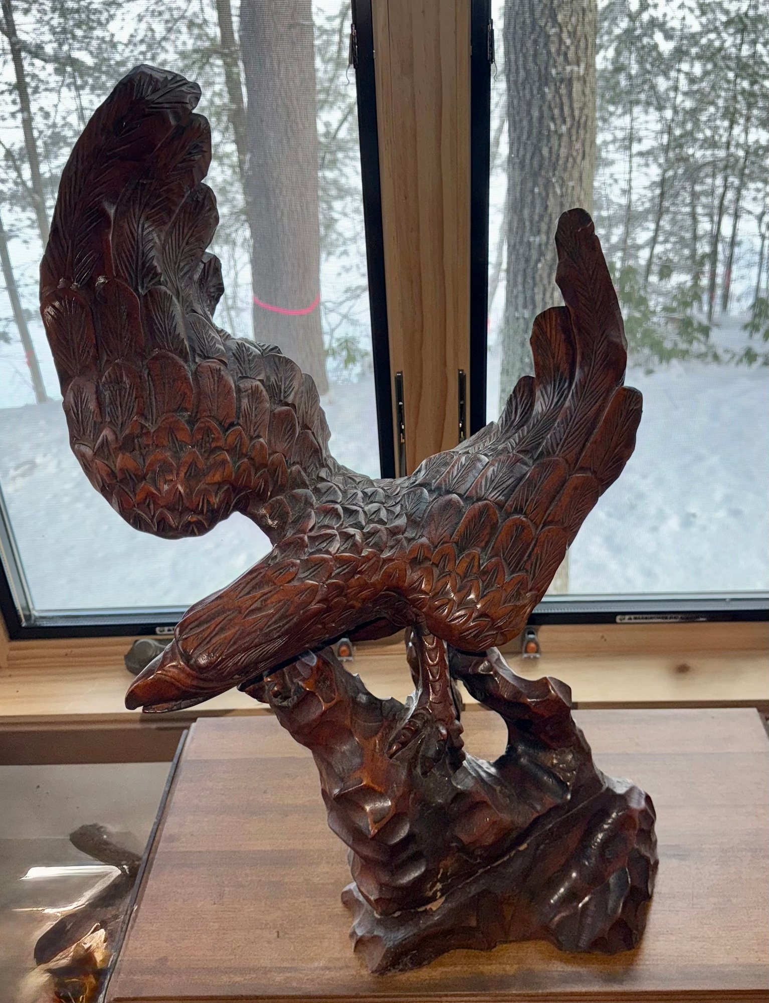 Large, Hand-carved Wooden Eagle Sculpture #3817 | Auctionninja.com