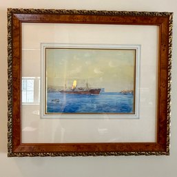 Gorgeous Watercolor Gouache On Paper, By P Grimanes, J. Allcot Student /Gold Gilded Burl Wood Frame