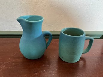 Lot (2) Van Briggle Blue Glaze Pottery
