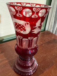Vintage Bohemian Ruby To Clear Vase