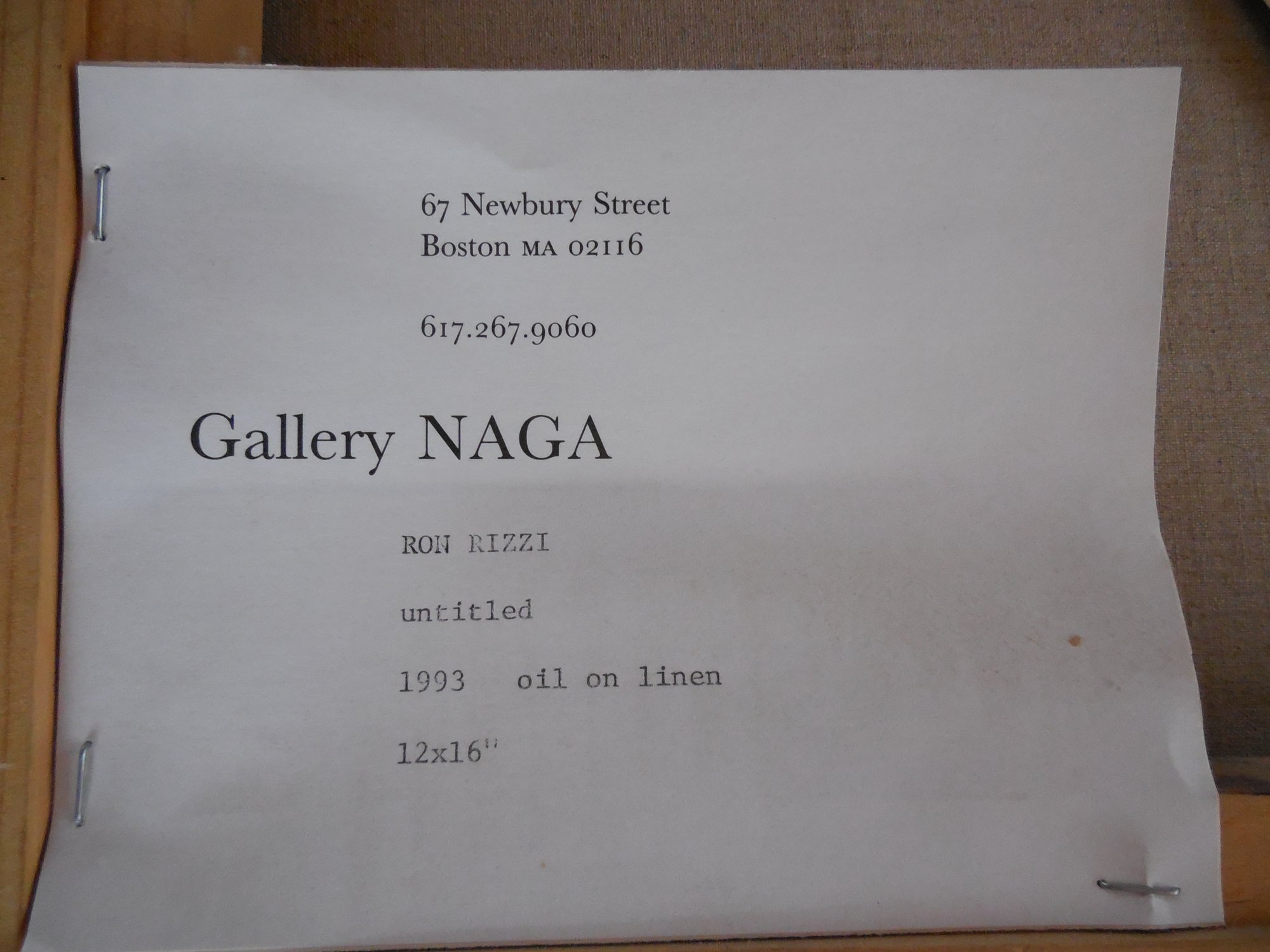 1993 Original Oil Painting / Linen By Ron Rizzi - NAGA Boston, Mass ...