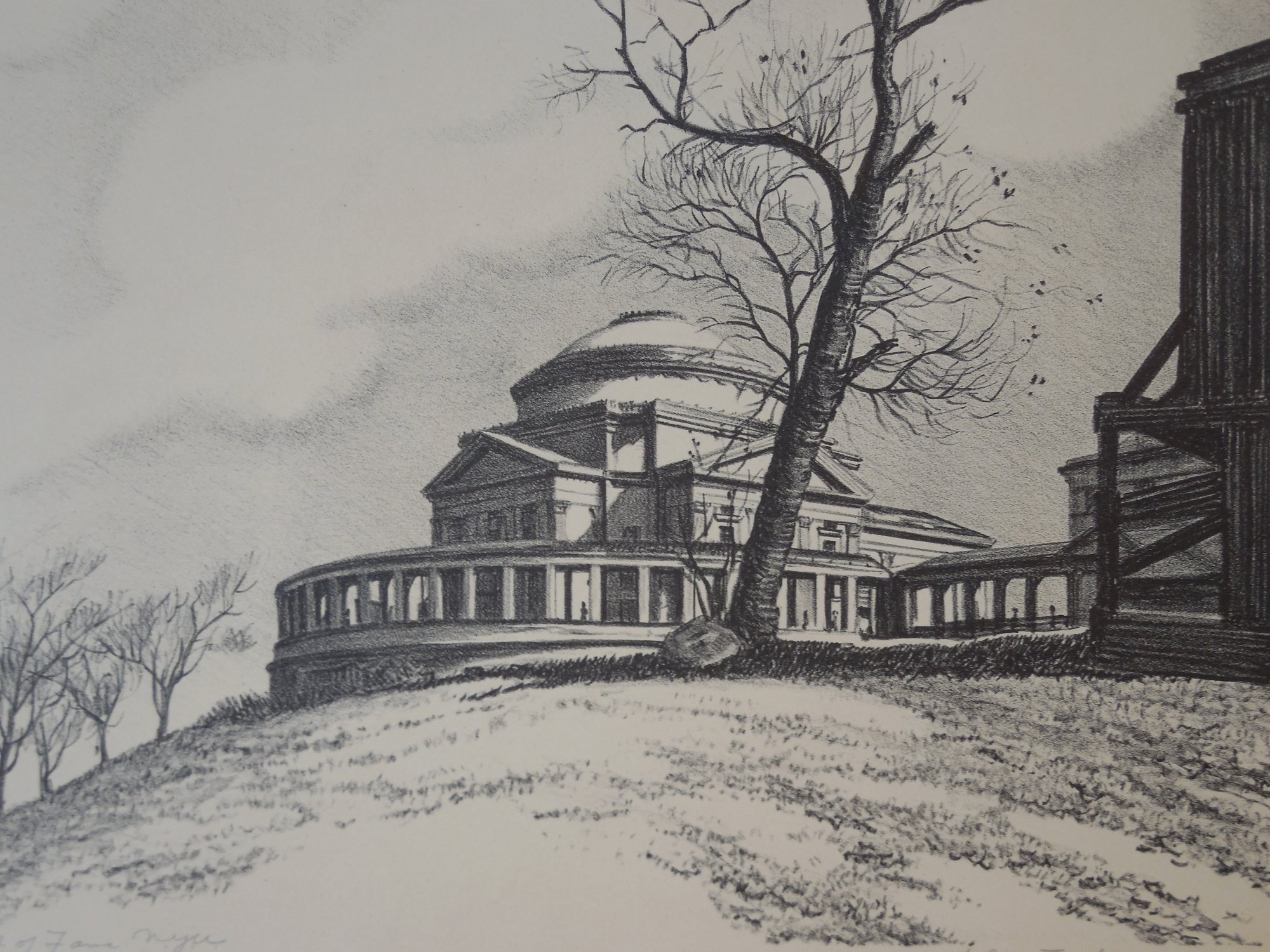 Harry Leroy Taskey Original Pencil Signed Lithograph "Hall Of Fame" NYU