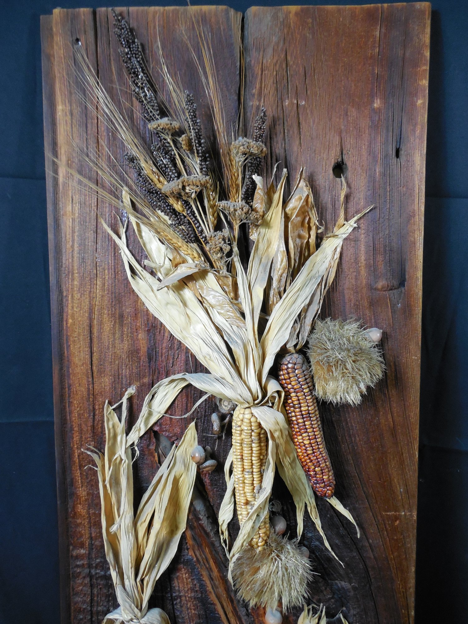 Decorative Autumn Wall Hanging Made With Indian Corn And Dried Plants