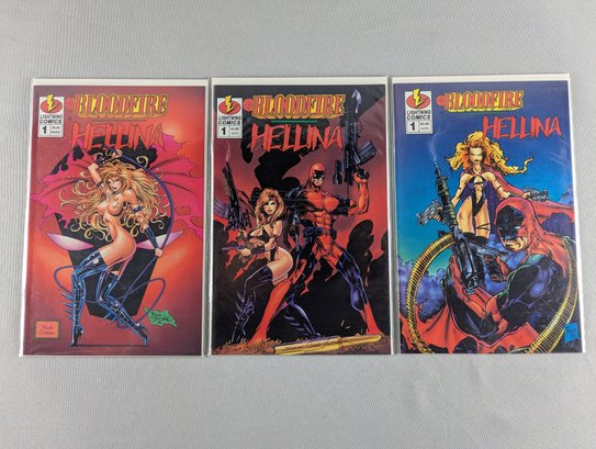 3 Comic Books - Bloodfire Hellina - No. 1s - Including A Numbered Nude ...
