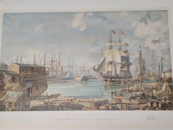 Large Limited Ed 613/750 Artsits Signed John Stobart Nautical Lithograph San Francisco / Gold Rush