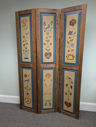 Folk Art Hand Painted Room Divider / Screen 72' Tall X 45' Wide