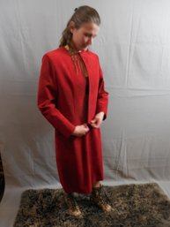 2 Piece Set  Adolph Schuman For Lilli Ann  Ultrasuede Brand Fabric Red Skirt & Jacket