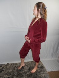 2 Piece Suit   Length Pants & Jacket -  TomBoy  Burgandy  Velvet Feel  Cotton/ Acetate