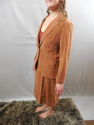 2 Piece Set  Ultrasuede Brand Fabric Camel Color Skirt & Jacket