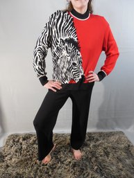2 Piece Lot Marie Gray  St John  Zebra Knit Top & Pants