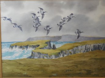 Robert W. Milliken (1920 - 2014)  Large Original Watercolor - Canadian Geese In Flight