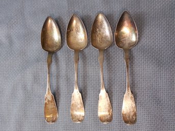 Coin Silver - 4 Large Serving Spoons By F A Hess  - 5.96 Ounces / 169 Grams