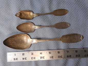 Coin Silver - 3pc Lot Spoons  By Petersen 2.61 Ounces / 74 Grams
