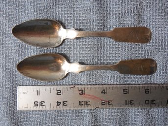 Coin Silver - 2 Spoons  By  Squire Brothers 1.76 Ounces / 50 Grams
