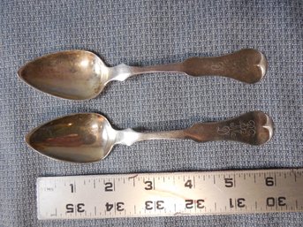Coin Silver - 2 Spoons  By E Jaccard St Louis MO 1.48 Ounces / 41 Grams