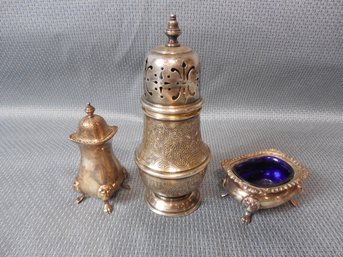 3 Piece Set Birks Silver Plater Salt , Pepper & Muffineer