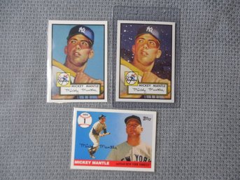 Lot Of 3 Mickey Mantle New York Yankees Baseball Cards