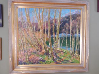 Alan Wolton (Born 1934) Large Original Oil Painting - Colorado Aspens