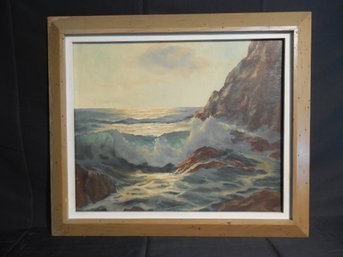 Mid 20th Century Original Seascape Oil / Board - Rockport  / Roger Curtis School
