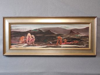 David Curtis Baker (1915 - 1999) Original Vitreous Flux Abstract Mt Landscape Watercolor On Board