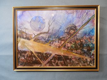 Original Abstract Vitreous Flux Water Color Painting By Robert Orfant - 'Dead Fall'