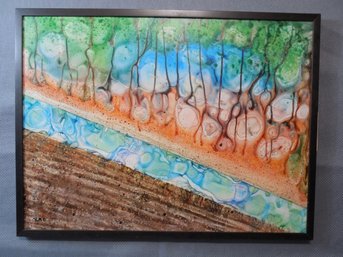 Original Abstract Vitreous Flux Water Color Painting By Robert Orfant - 'Aquifer'