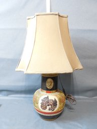 Large Signed Japanese Satsuma Moriage Vase W/ Foo Dogs Made Into A Lamp (not Drilled)