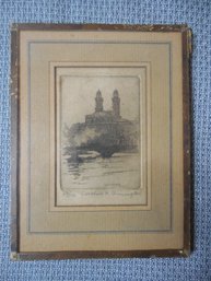 Caroline Helena Armington (1875 - 1939)  Miniature Signed & Numbered Etching - French Architecture