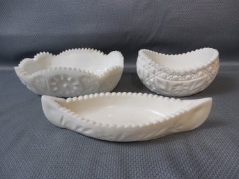 3-Piece Lot Of Heavy Milk Glass Bowls