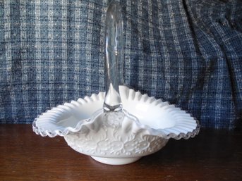 Fenton Silver Crest Spanish Lace Large Handled Basket