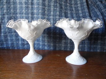 Fenton Silver Crest Spanish Lace Footed Bowls/Compotes