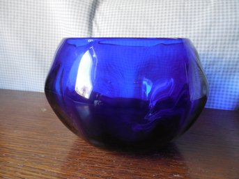 Pairpoint Handblown Cobalt Glass Bowl - Artist-Signed - Carl F. Barron