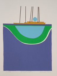 Mid-Century Modern Calvin Jacob Libby Silkscreen 'Quiet Water' Numbered 57 Out Of 96