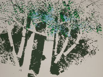 Mid-Century Modern Calvin Jacob Libby Abstract Silkscreen Of Trees - Unsigned - From Estate