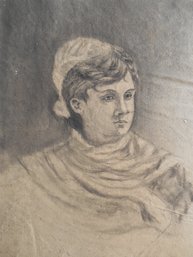 19th Century Original Charcoal Of A Boy