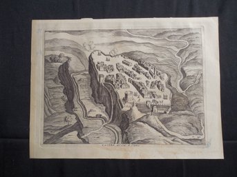 18th Or Early 19th Century Engraving Of Ancient City Castro, Lazio, Italy