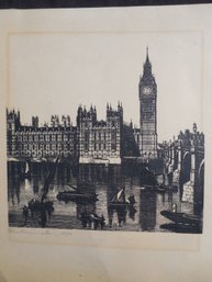Antique Lithograph Marked 'Westminster, 1872'