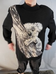 St John Collection By Marie Gray Black Koala Sweater - Marked Large - Adorable