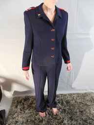 St John  Collection By Marie Gray - 2 Piece Jacket & Pants, Both Marked Size 10 - Military Style Motif