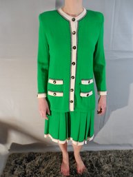 St John Collection By Marie Gray - 2 Piece Set - Knit Skirt & Jacket - Top Size 12 , Skirt Size 14