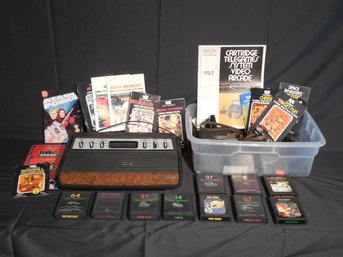 Vintage Atari Tele-Games Console With 10 Games And Controllers