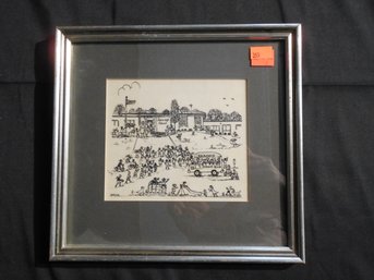 Original Ink Drawing Of Jennings School Fairfield, CT Artist Signed