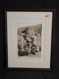 Vintage Intaglio Hand Pulled Etching Titled 'Attitash Festival'