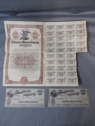 19th Century Ephemera Lot Of Syndicate Mining Company Stock Notes And Mining Company Pamphlet