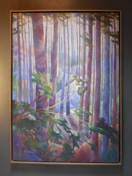 Pat Andreotti (20th/21st. Century) Maine Artist - Large Woodland Interior Oil Painting