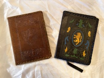 Lot Of 2 Embossed Leather Book Covers