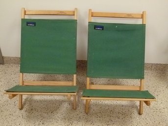 Pair Of Byer Deluxe Maine Lounger - LL Bean Folding Deck Chairs