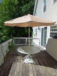 Glass Top Patio Table With Umbrella & Base