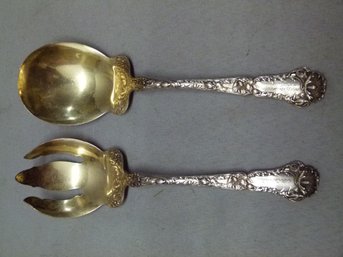 Gorham Sterling Silver 5.43ozt Gold Wash Salad Fork &  Spoon